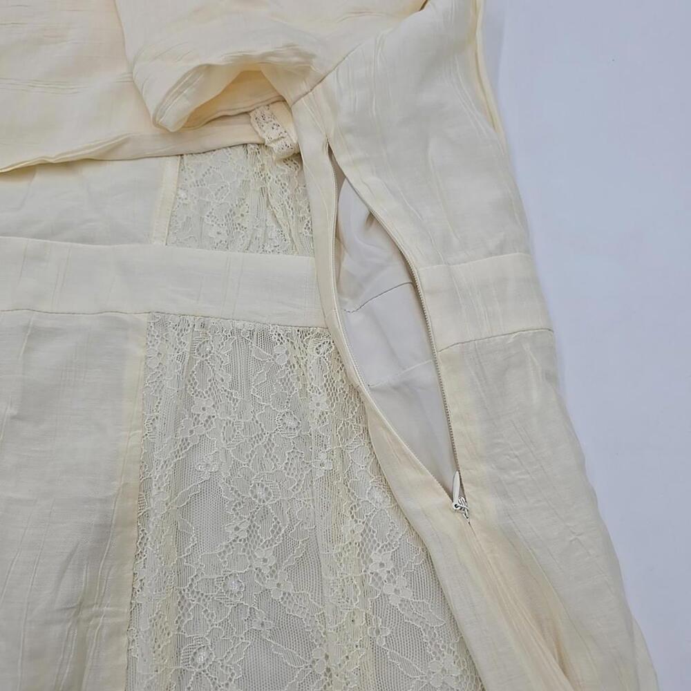 Simple Retro Lace Patchwork Cottage Core Yellow M Coquette Lace Dress‎ - Picture 11 of 15